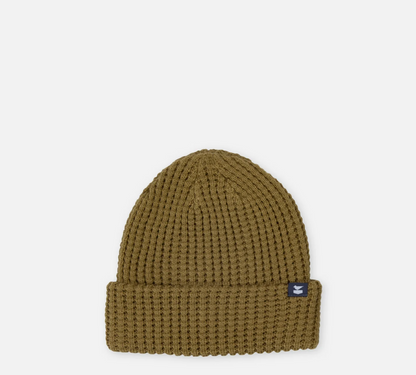Jetty Prowl Beanie in gray, java, or mustard with patterned jacquard knit and snug fit.