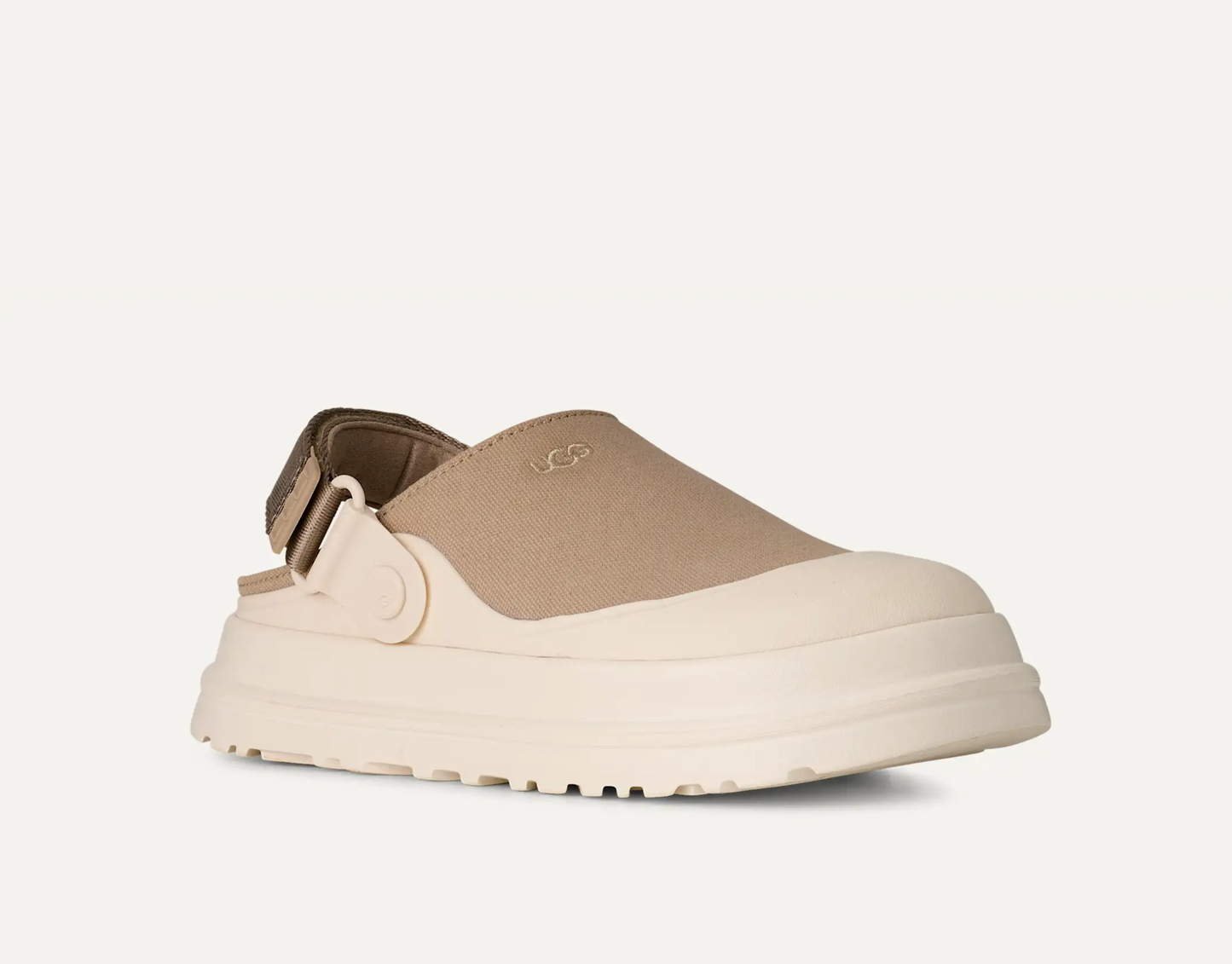 UGG Goldenglow Canvas Clog with breathable canvas upper and lightweight platform sole.