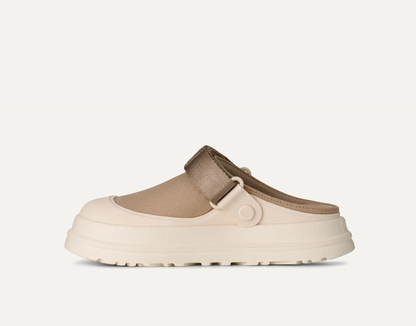 UGG Goldenglow Canvas Clog with breathable canvas upper and lightweight platform sole.
