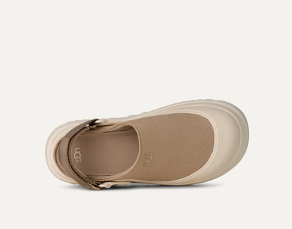 UGG Goldenglow Canvas Clog with breathable canvas upper and lightweight platform sole.