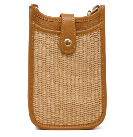 Leather and Straw Crossbody