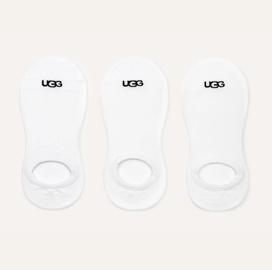 White sock with UGG logo on a light gray background